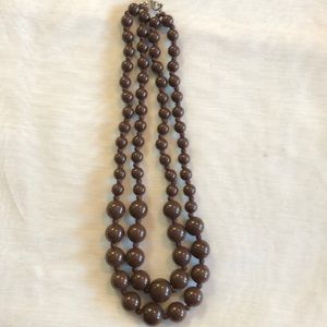 Brown bead necklace. 15 inch choker.